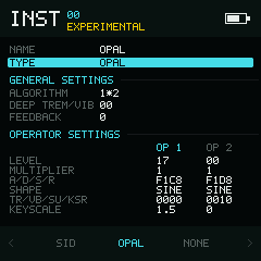Instrument 00 with Type set to OPAL