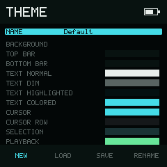 NullPerator Theme editor showing semantic palette rows and RGB controls
